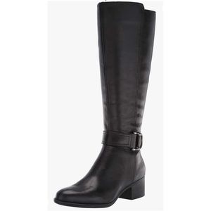 NWOB $199 Naturalizer Kelso Black Wide Calf Leather Boot, 8M